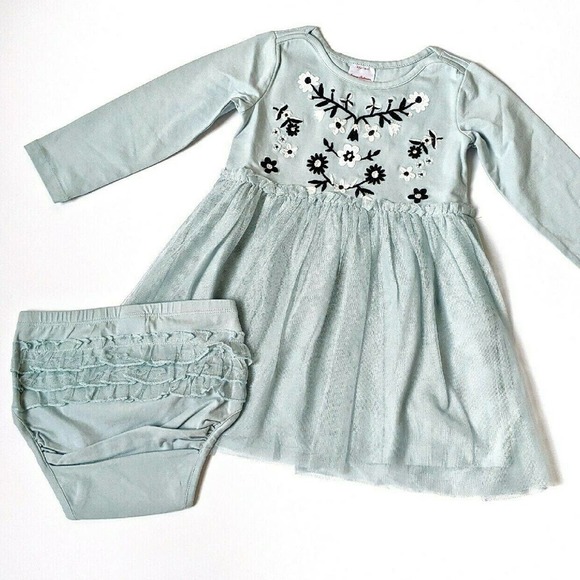 Hanna Andersson Embroidered Tulle Dress 2 Blue NEW - Picture 1 of 4